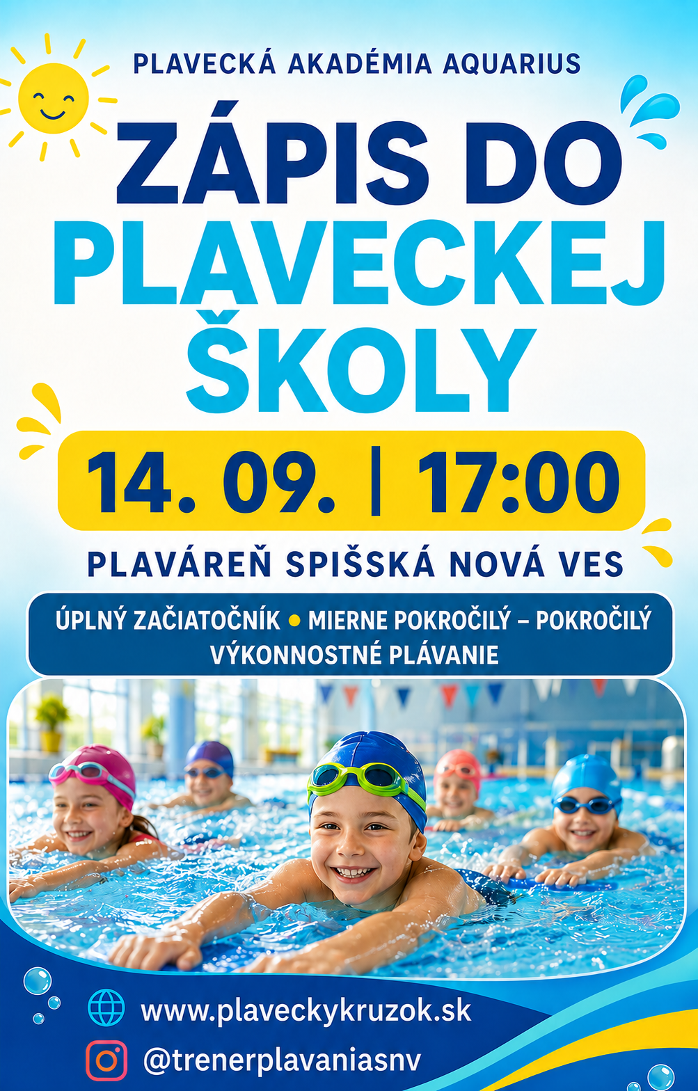 Zápis do nového ročníka pravidelného plaveckého krúžku